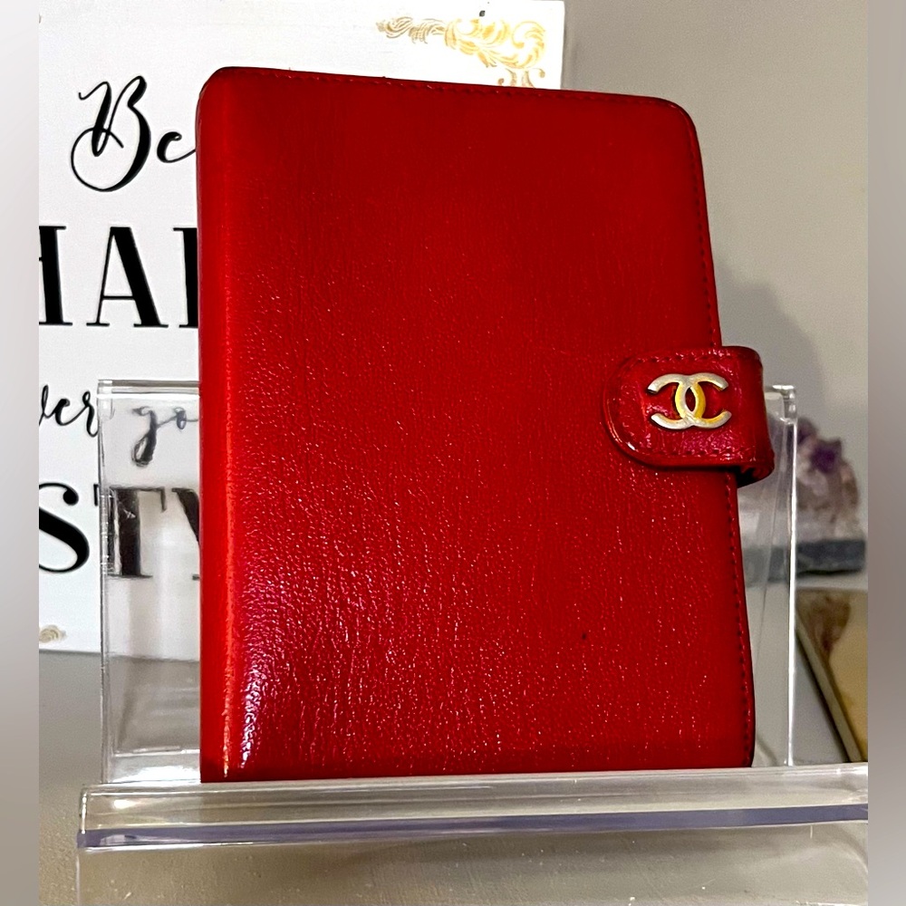 Authentic Chanel red leather agenda!